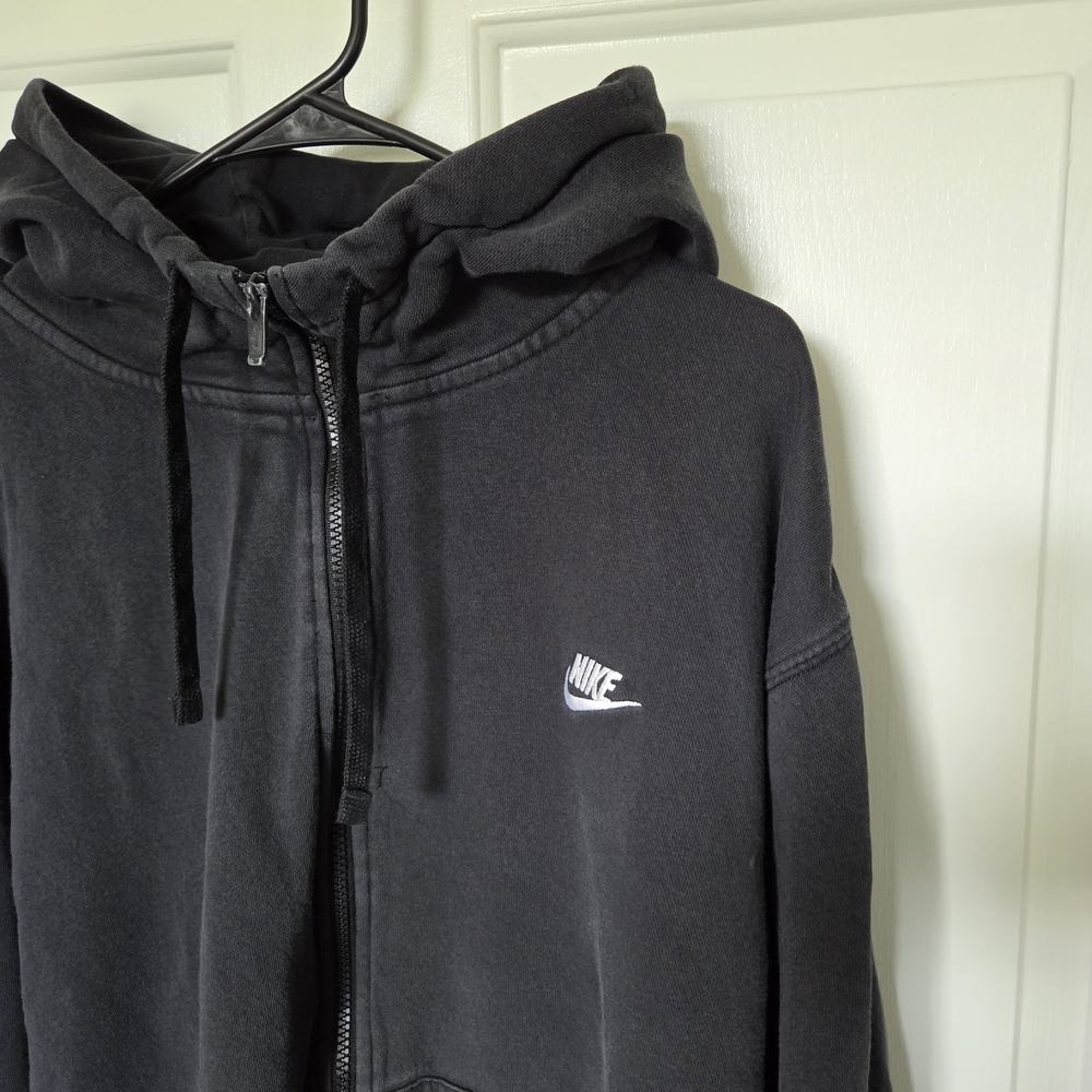Nike Black Full-Zip Hoodie with White Swoosh